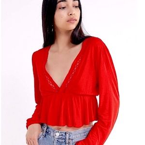 NWOT Urban Outfitters Plunging Ruffle Crop Top